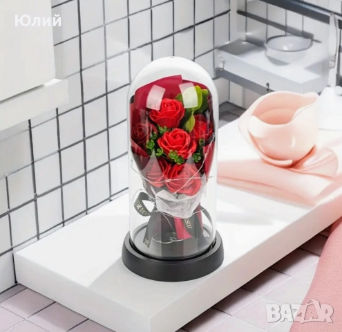 Вечен романтично осветен букет рози., снимка 5 - Изкуствени цветя - 52806487