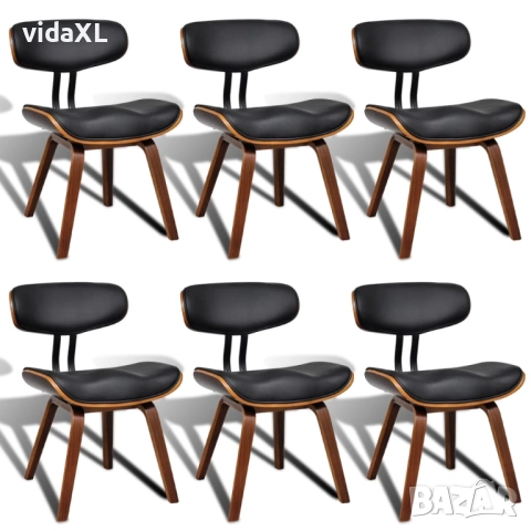vidaXL Трапезни столове, 6 бр, извито дърво и изкуствена кожа(SKU:270551), снимка 1