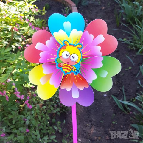 2855 Вятърна въртележка за градина балкон Цвете с животинче, снимка 4 - Градински мебели, декорация  - 36684578