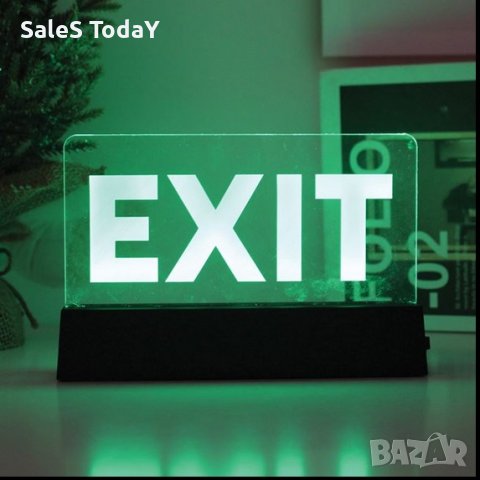 Светеща табела, Лампа с Надпис Изход- "EXIT" 18x3x12см, снимка 4 - Лед осветление - 43951570