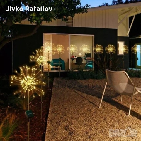 Соларно глухарче (коледна украса) - жълто, шарено - 2бр в опаковка, снимка 4 - Соларни лампи - 52549697