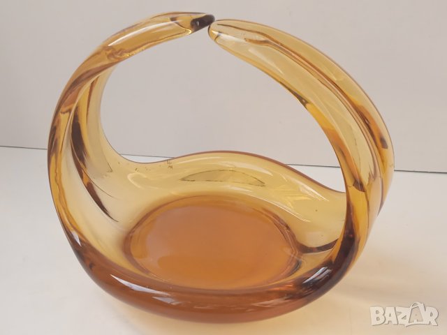 Арт Деко бонбониера /  купа от масивно цветно стъкло, снимка 4 - Прибори за хранене, готвене и сервиране - 43430289