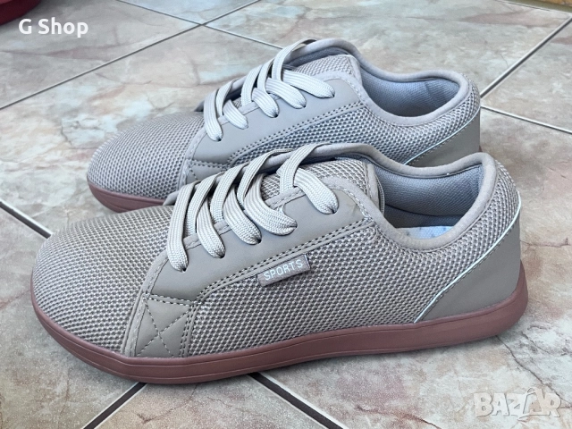 Дамски боси обувки кецове платненки бежави