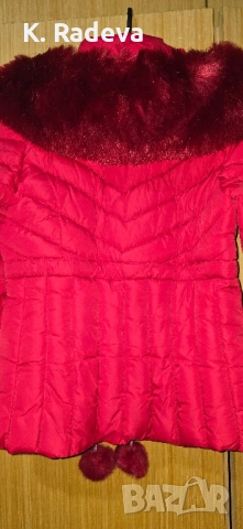 Зимно късо червено яке, снимка 5 - Якета - 52356166