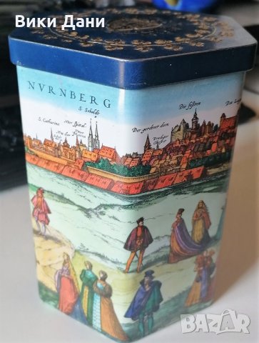 рядка ретро E. Otto Schmidt Nurnberg ламаринена кутия бисквити Западна Германия, снимка 6 - Колекции - 33628870