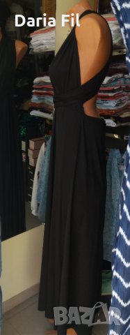 Дълга черна рокля с отворен гръб , снимка 2 - Рокли - 33435112