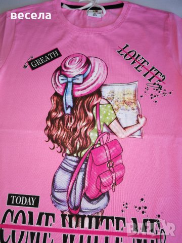 Розови блузки за момиче с картинка , снимка 3 - Детски Блузи и туники - 33245936