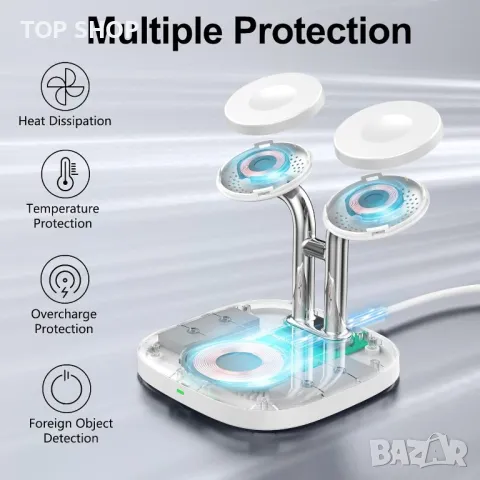 3 в 1 станция за безжично зареждане, съвместима с Apple Watch, снимка 2 - Безжични зарядни - 49546407