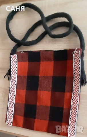 Нова торбичка от автентичен, ръчно тъкан плат,с  дълга дръжка, снимка 2 - Декорация за дома - 53116484