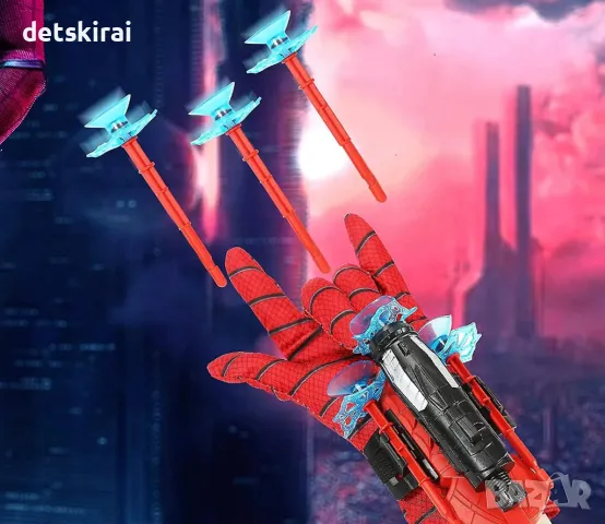 Два броя ръкавици Спайдърмен с изтрелвачка, снимка 3 - Други - 47456953