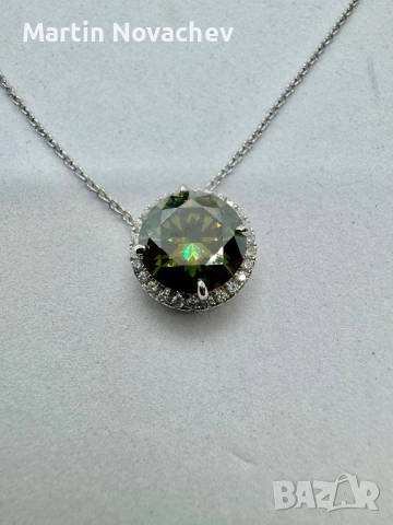 Сребърно колие с мойсанит (Диамант) 5 карата, снимка 8 - Колиета, медальони, синджири - 51685277