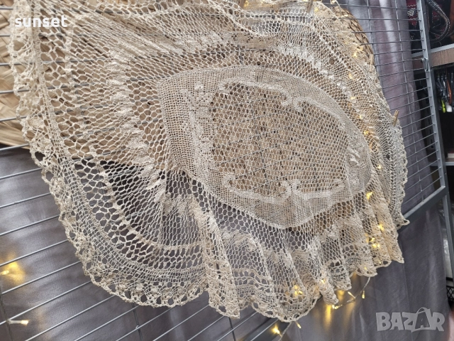 плетена овална покривка бежова-195/95, снимка 4 - Покривки за маси - 51829624