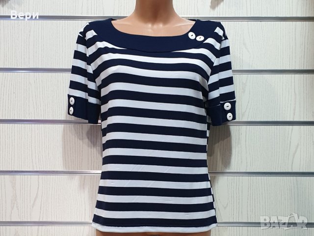 Нова дамска моряшка блуза с къс ръкав, широко райе, снимка 7 - Тениски - 27999734