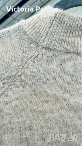 SELECTED FEMME премиум пуловер от вълна и алпака , луксозен бежов нюанс, снимка 4 - Блузи с дълъг ръкав и пуловери - 53559227