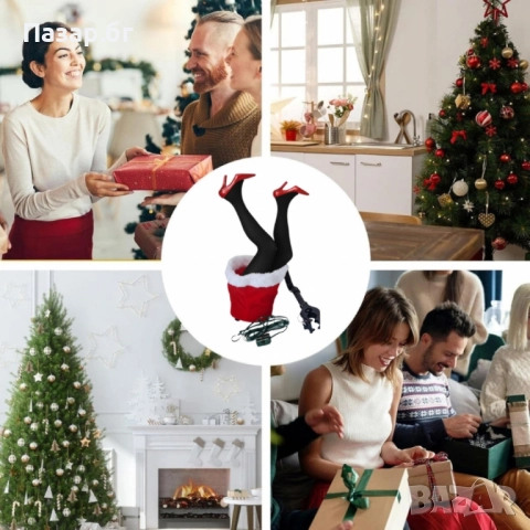 Коледна светеща декорация „Снежанка в чувала“ – движещи се крака, снимка 3 - Декорация за дома - 52501018