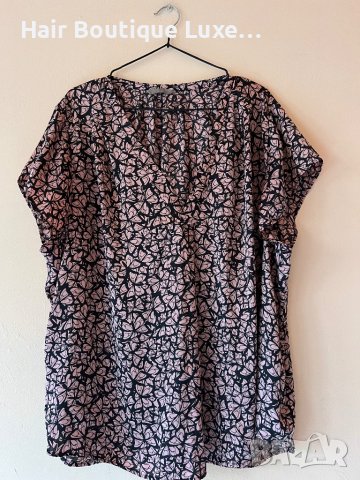 H&M Сатенена блуза с къс ръкав широк модел 🖤, снимка 1 - Тениски - 44045421