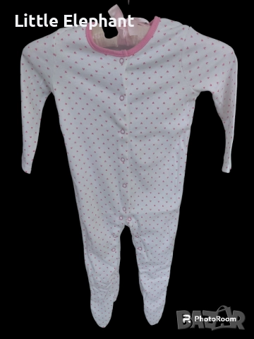 Цяла пижамка ромпърче за 12-18 мес момиченце малки розови сърца,колекция"Hearts",Англия/нова