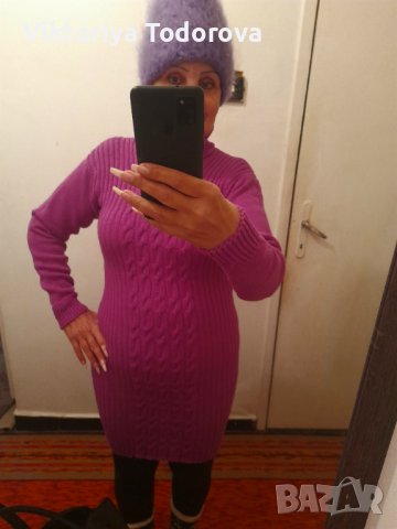 Лукс рокля от 100% кашмир-ръчно плетиво, снимка 6 - Рокли - 28452913