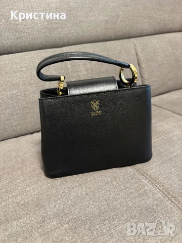 Черна чанта естествена кожа