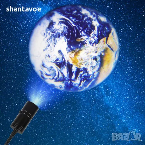 Нощна USB лампа проектор на Земя и Луна с трипод, снимка 3 - Настолни лампи - 47913962
