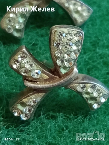 Сребърни обеци във формата на ПАНДЕЛКА 🎀 с инкрустирани кристали стил и елегантност 53686, снимка 3 - Обеци - 53412099