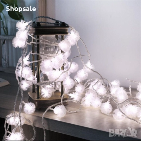 Многоцветни коледни LED лампички с топчета с щепсел- Многоцветни, дължина - 5м ,28 бр. лампички., снимка 4 - Декорация за дома - 52485661