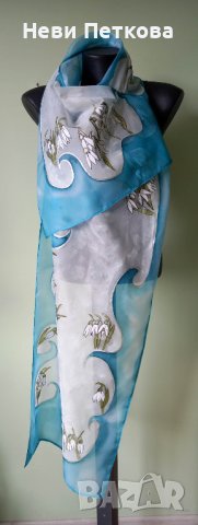 Рисуван шал КОКИЧЕТА, снимка 4 - Шалове - 40592761