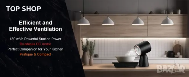 Настолен кухненски аспиратор 180m³/h, 3-скоростен SNDOAS    - За кухни, каравани, кемпери, общежития, снимка 13 - Абсорбатори - 49157867