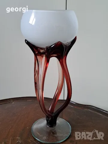италиански стъклен свещник  3/4, снимка 2 - Декорация за дома - 48889323