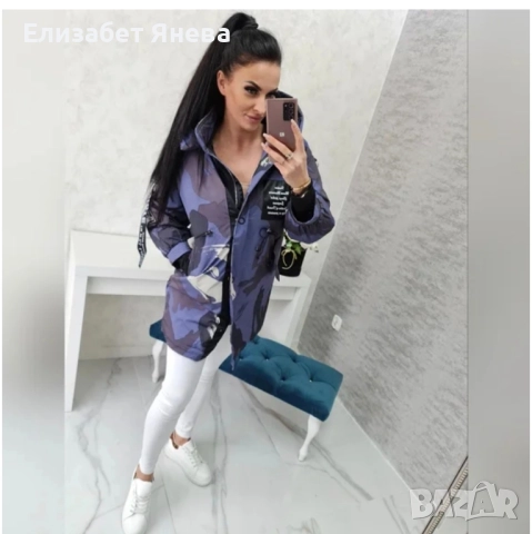 Ефектно дълго яке с цип и тик-так копчета, снимка 2 - Якета - 52380831