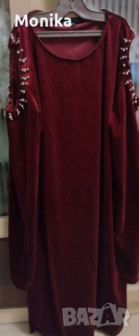 Чисто нова кадифена рокля цвят бордо , снимка 1 - Рокли - 43316129