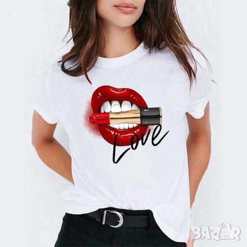  Дамска тениска Red Lips 2 модела всички размери , снимка 2 - Тениски - 28866945