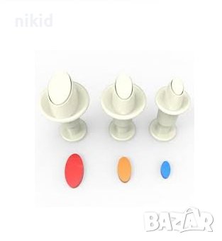 3 4 бр овал овални елипс резци за фондан тесто сладки резци с бутало резец форма форми, снимка 2 - Форми - 18767377