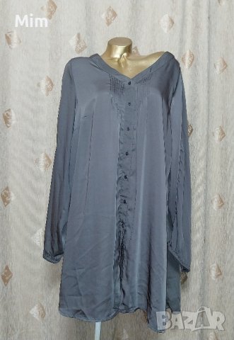  FlorellaRubno 2XL Сива копринена туника с дълъг ръкав , снимка 4 - Туники - 44058138