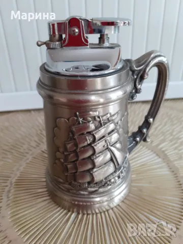 Настолна бензинова запалка от калай Antik*Vintage #52 Запазено, снимка 1