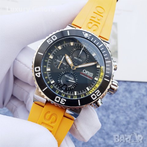 Мъжки часовник ORIS Diving Aquis Depth Gauge Yellow с кварцов механизъм, снимка 3 - Мъжки - 39334983
