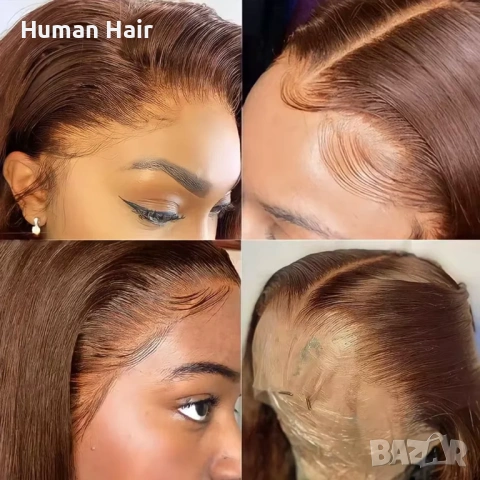 Естествена кафява бразилска перука 75 см Лейс 13x6, снимка 3 - Аксесоари за коса - 53527525