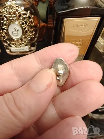 Ретро сребърни обеци с зелен оникс , снимка 6 - Обеци - 48418534