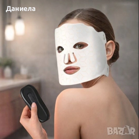 LED Маска за лице със 7 светлинни режима – Домашна фототерапия за по-чиста и спокойна кожа, снимка 5 - Други - 53243127