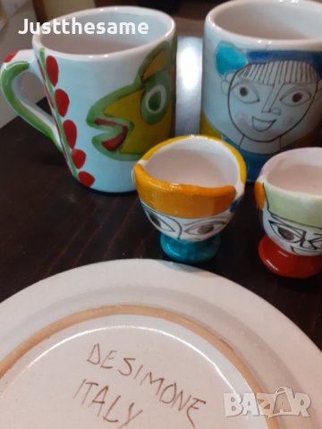 Ръчно направени и рисувани керамични съдове De Simone Italy, снимка 6 - Антикварни и старинни предмети - 43185621
