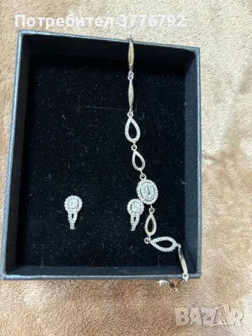 Сет сребърни обеци и гривна, снимка 3 - Бижутерийни комплекти - 48431855