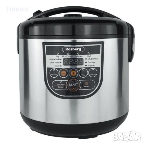 Мултикукър Rosberg R51985E5, 780W, 5литра, 10 програми, Ръчен режим, Таймер, Инокс/Черен