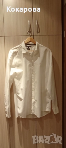 Бяла памучна риза Tommy Hilfiger