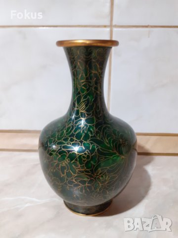 Cloisonne Клоазоне стара ваза бронз клетъчен емайл, снимка 1 - Антикварни и старинни предмети - 43202545