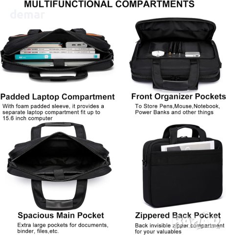 Чанта за лаптоп 15,6 инча, бизнес чанта за лаптоп, водоустойчива, снимка 2 - Чанти - 43426652