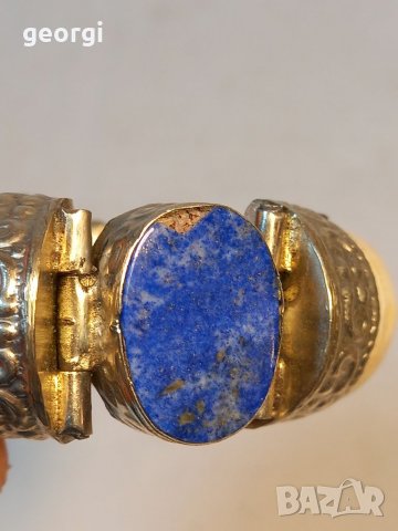 Ретро гривна от кост и скъпоценен камък лапис лазули, снимка 4 - Гривни - 38260603