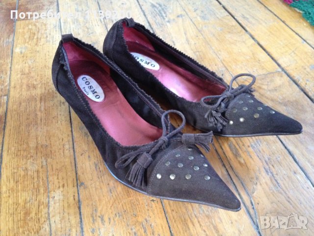 Cosmo 37 френски обувки естествена кожа кафяв велур , снимка 3 - Дамски ежедневни обувки - 26851297