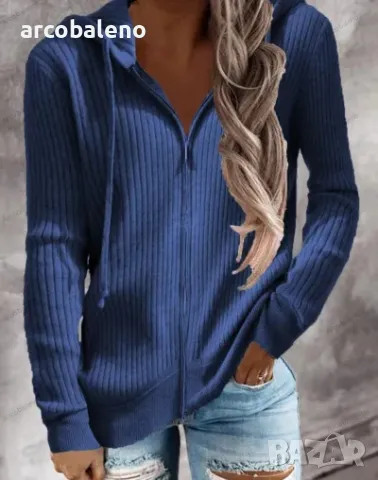 Ежедневен дамски суичър с качулка и цип, 6цвята , снимка 3 - Суичъри - 39745011