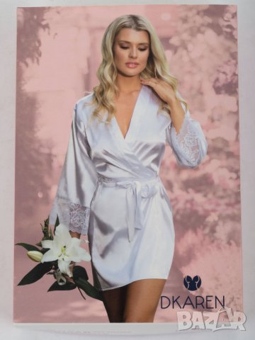 Бял комплект от халат и долнище на пижама марка Dkaren - M и L