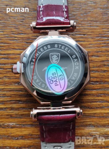 Podagar Gold Red CH0011 Луксозен дамски кварцов часовник с кожена каишка, снимка 5 - Дамски - 40338619